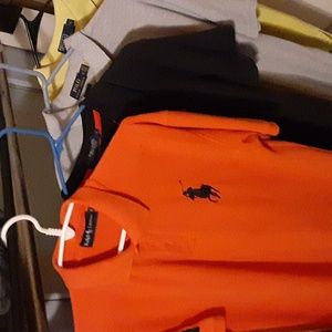 4 Ralph Lauren shirt. Orange, Gray, yellow  and black